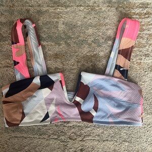 aerie Multi-Color V-Notch Bikini Top - Pink & Blue Accents